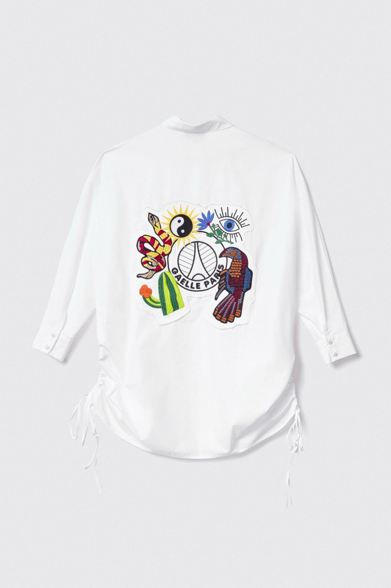 Oversized Shirt with Kimono Sleeve and Embroidery - Gaëlle Paris