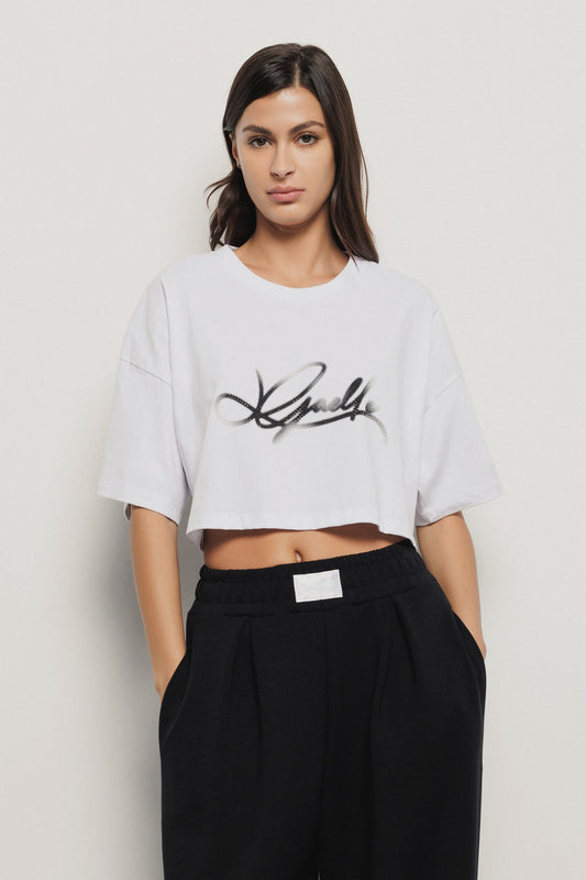 Round Neck T-shirt with Print - Gaëlle Paris