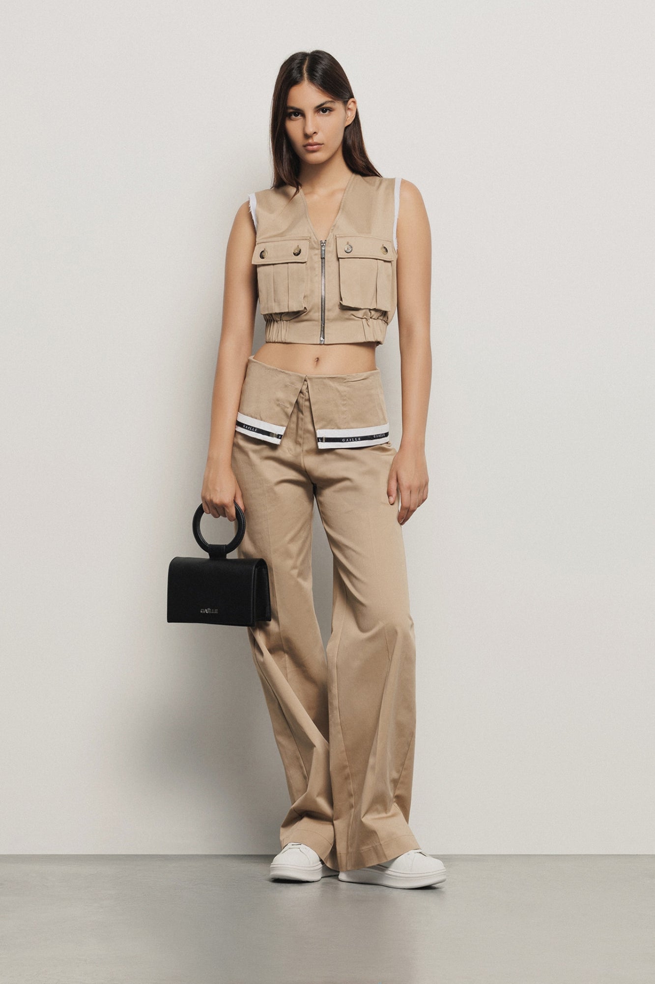 Short Vest with Gabardine Zip - Gaëlle Paris