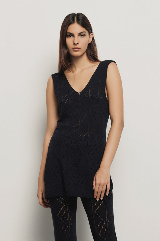 Wavy Stitch Strappy Top - Gaëlle Paris