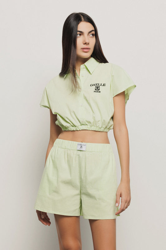 Short Stretch Poplin Shirt - Gaëlle Paris
