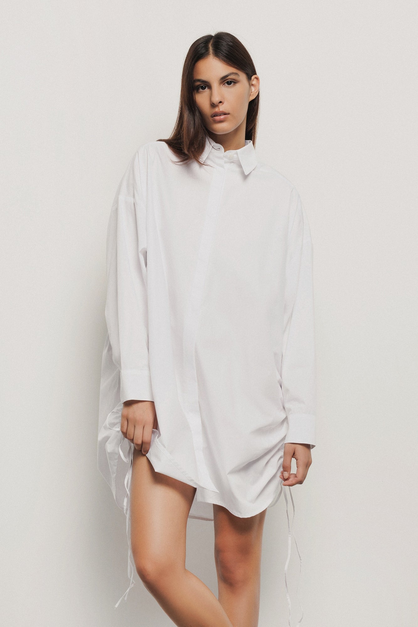 Oversized Shirt with Kimono Sleeve and Embroidery - Gaëlle Paris