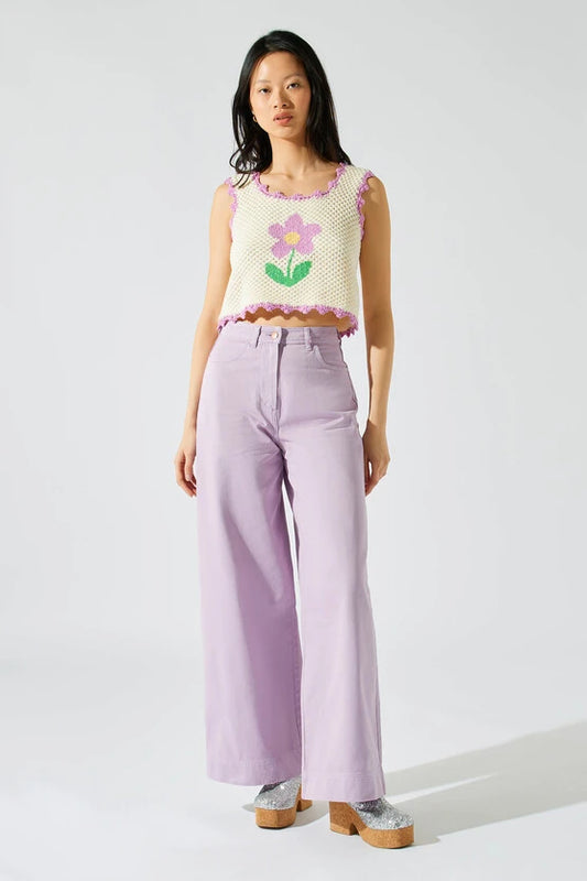 LILAC SUMMER DENIM TROUSERS - Manoush