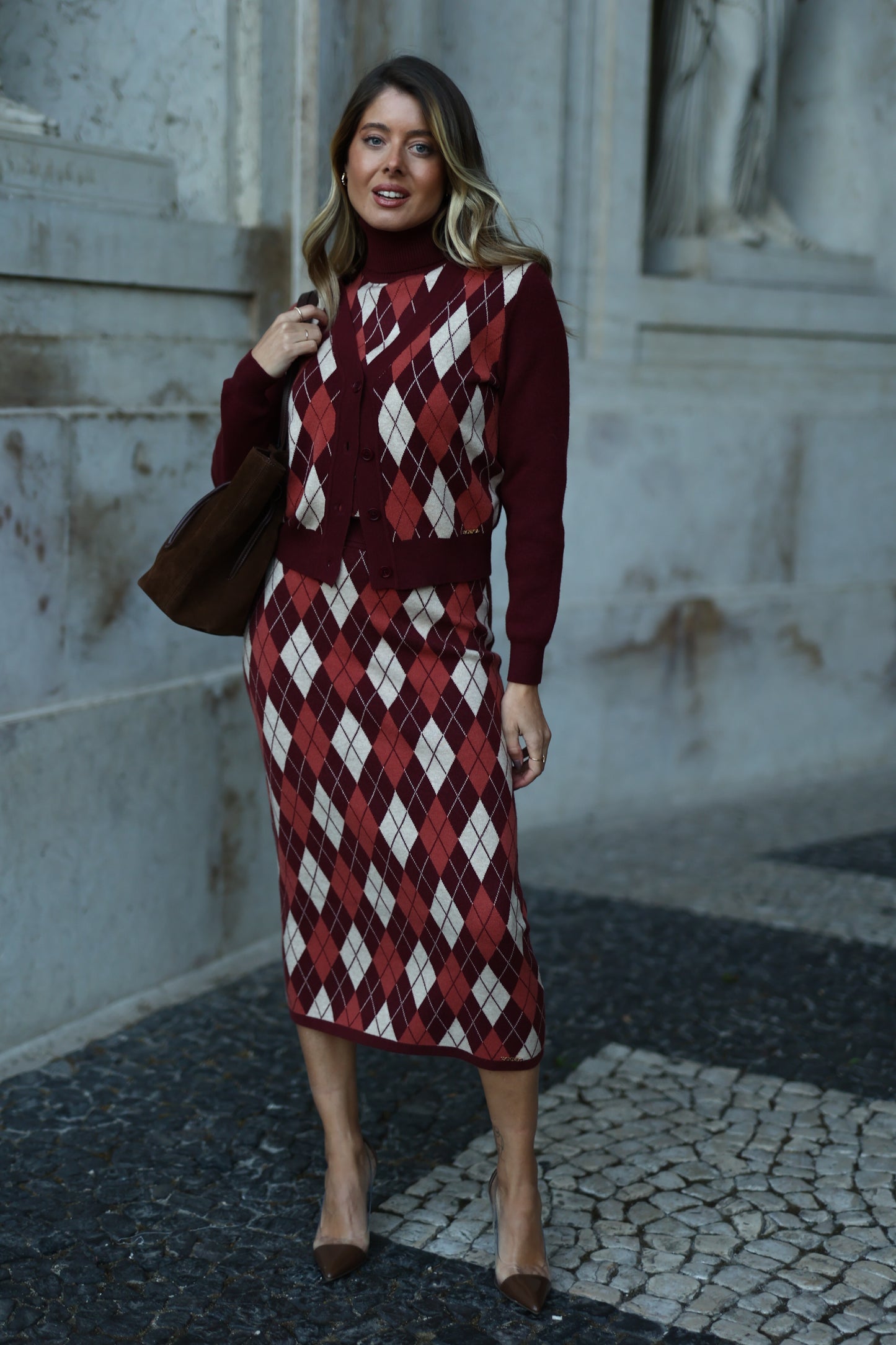 Casaco de Malha com Padrão Losangos – Scripta