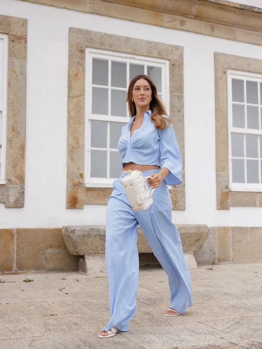 Trousers with Fluid Cut and Pleated Detail - Scripta