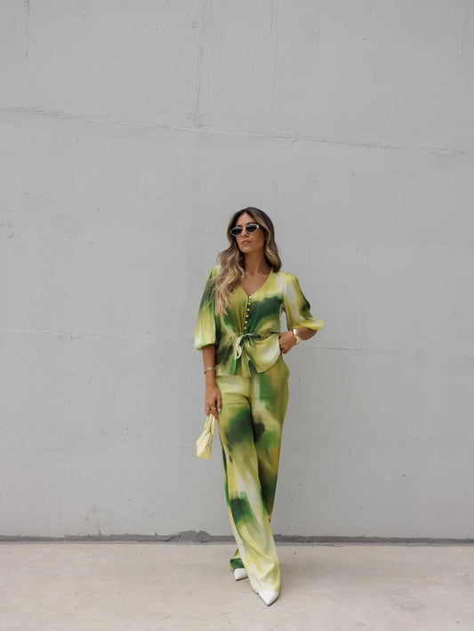 Printed Straight Fit Long Trousers - Scripta