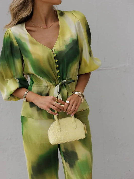Printed Blouse with Buttons on the Front - Scripta