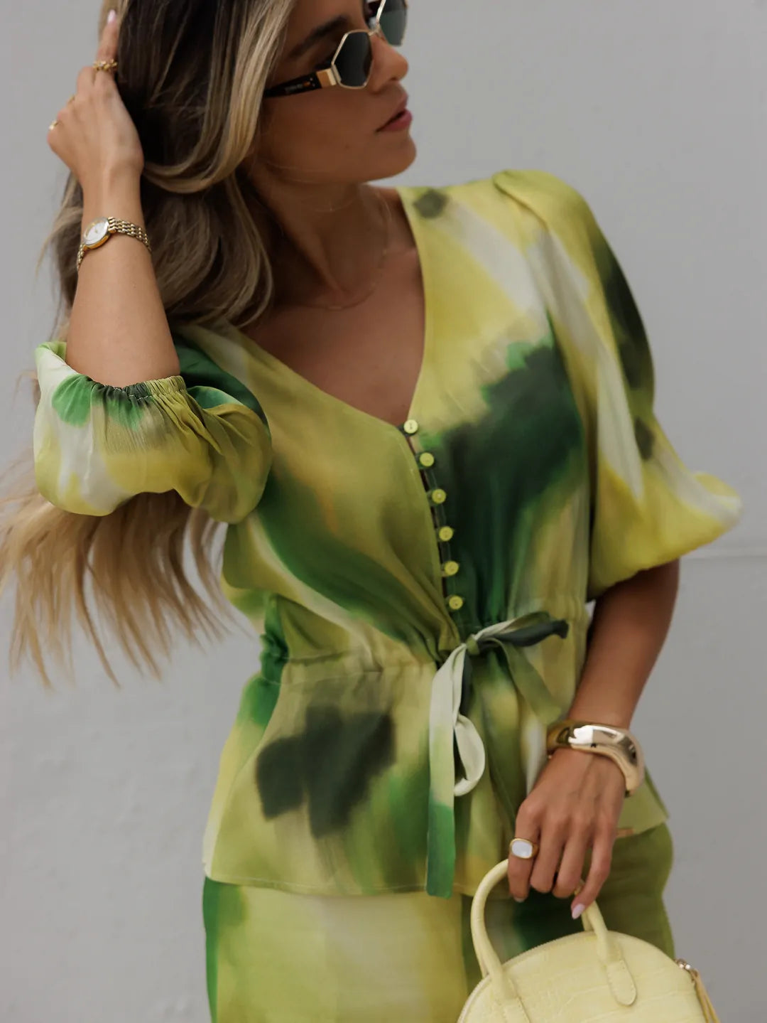 Printed Blouse with Buttons on the Front - Scripta