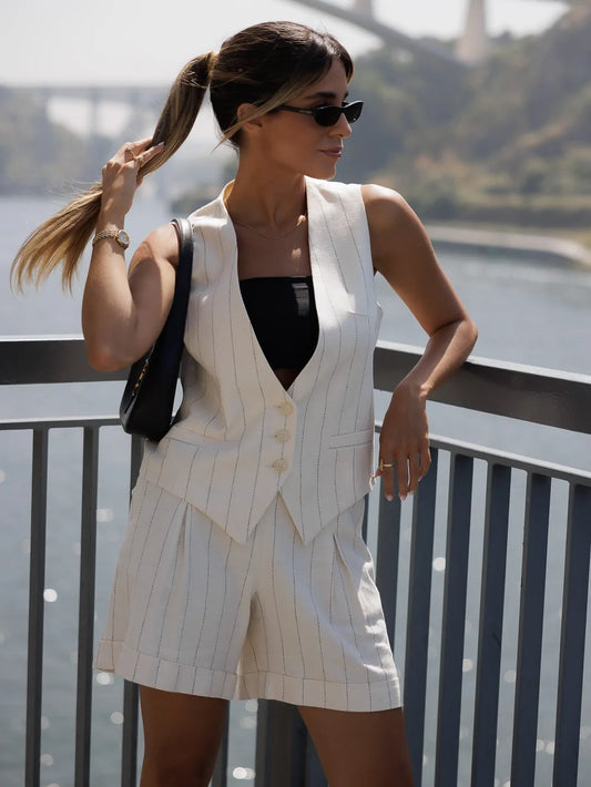 Striped Fabric Shorts - Scripta