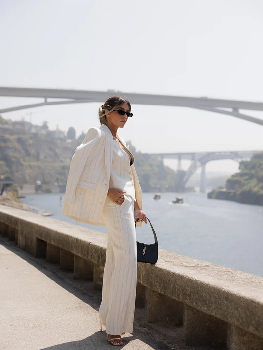 Long Trousers in Striped Fabric - Scripta