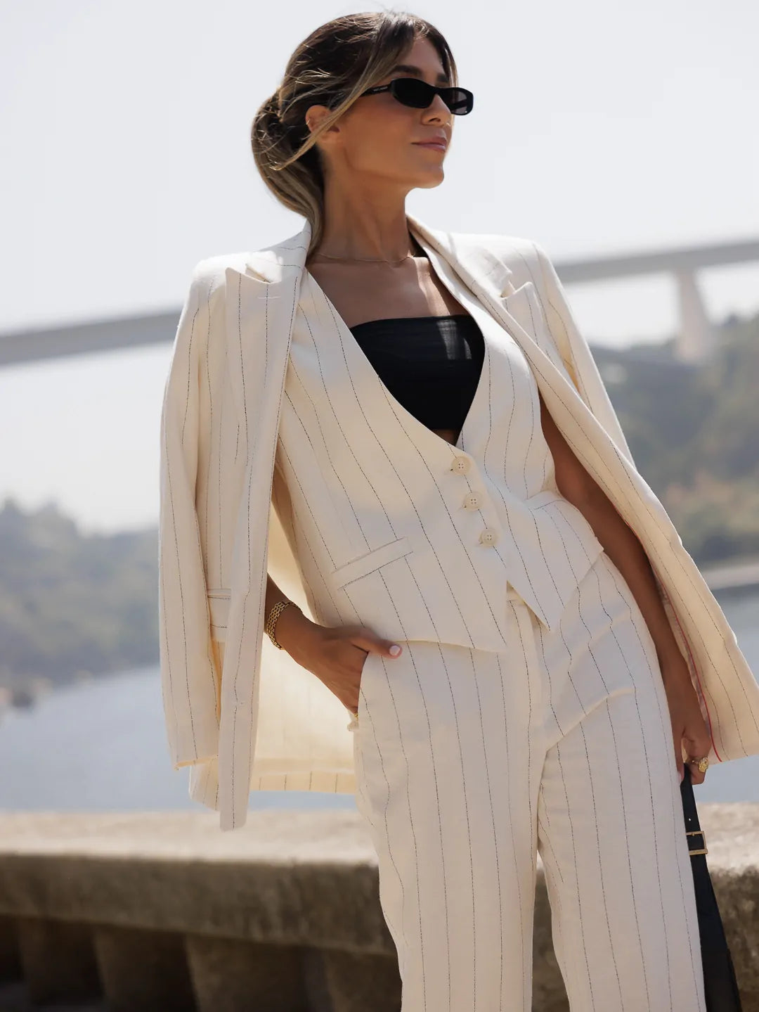 Long Trousers in Striped Fabric - Scripta