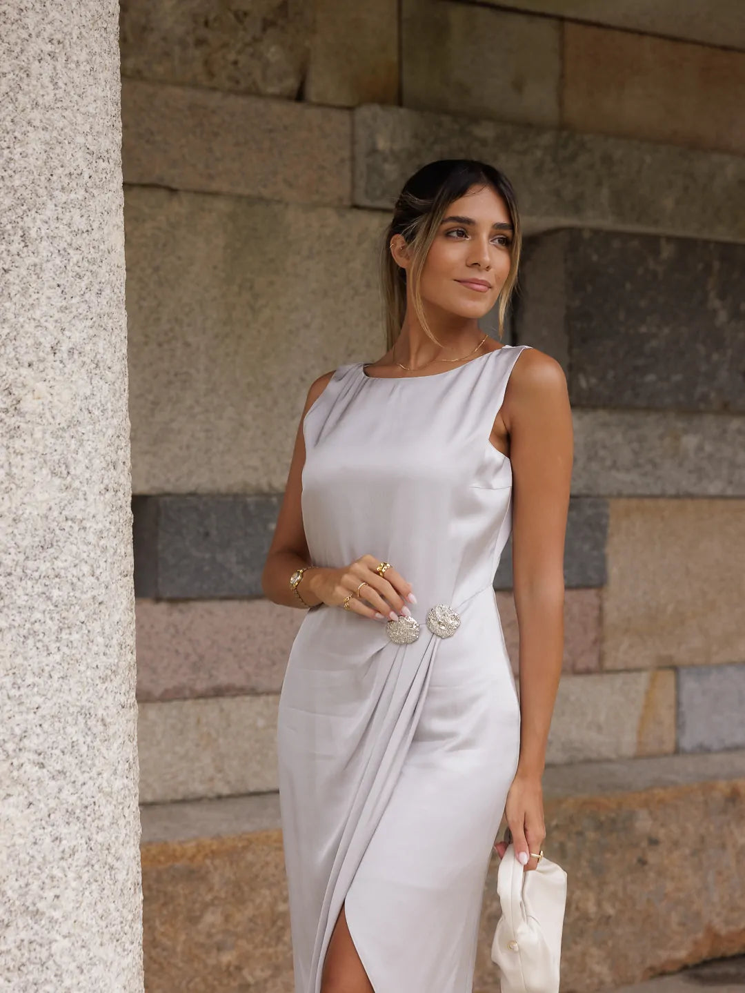 Asymmetrical Dress with Strap Detail - Scripta