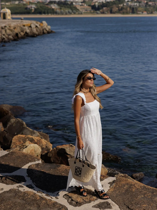 Lace Dress With Ruffle Detail On The Straps - Scripta