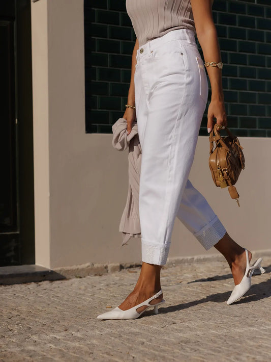 White Jeans with Monogram Ferrule - Scripta