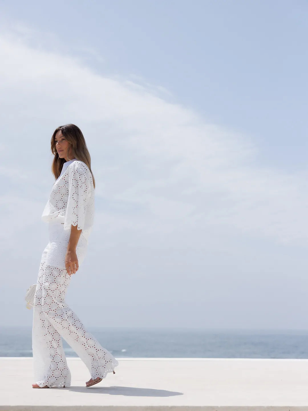 Bell-bottom lace fabric trousers - Scripta