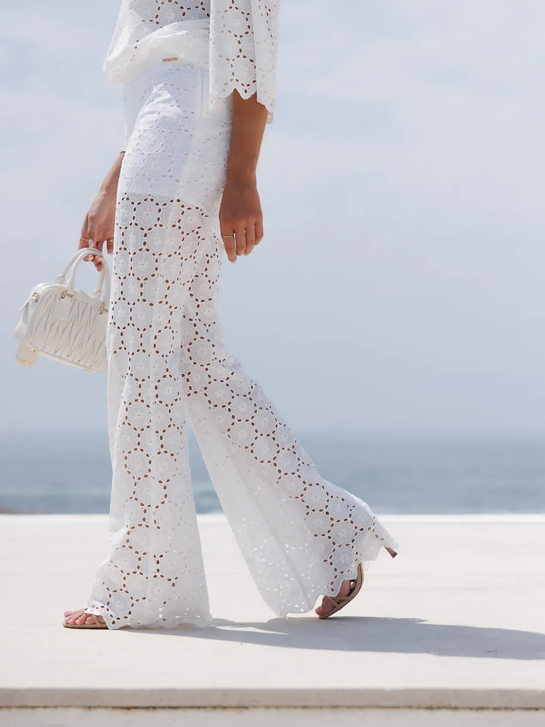 Bell-bottom lace fabric trousers - Scripta
