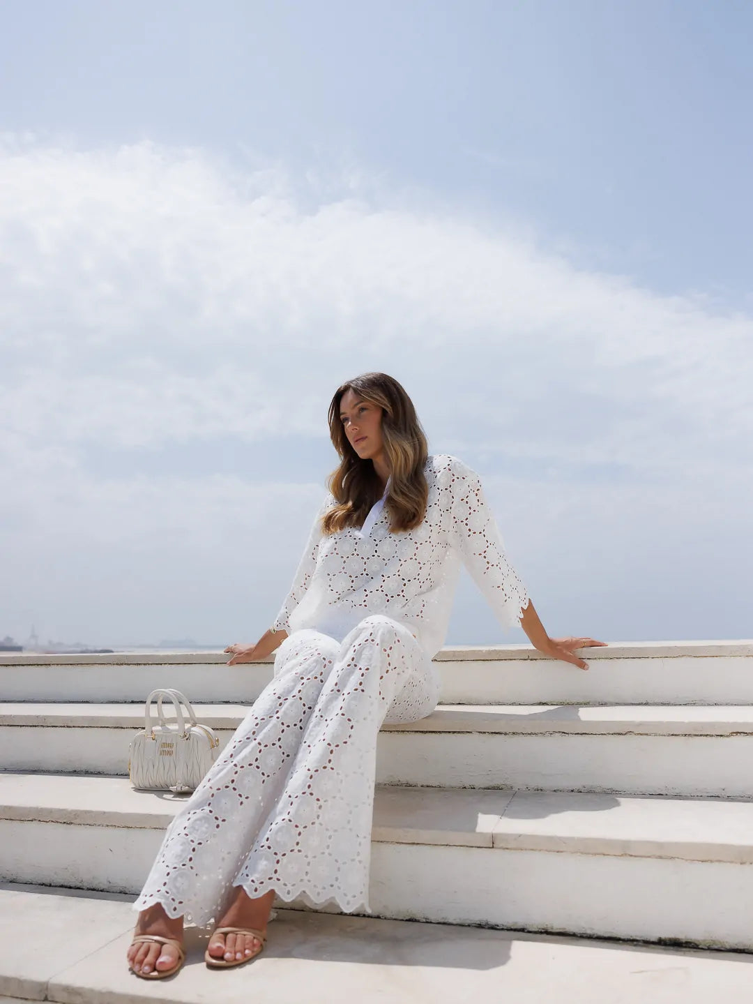Bell-bottom lace fabric trousers - Scripta