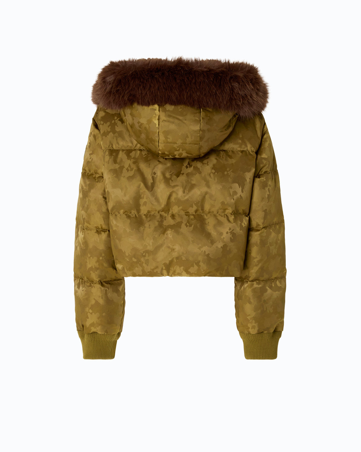 Blusão Acolchoado em Cetim Camuflado - Pinko