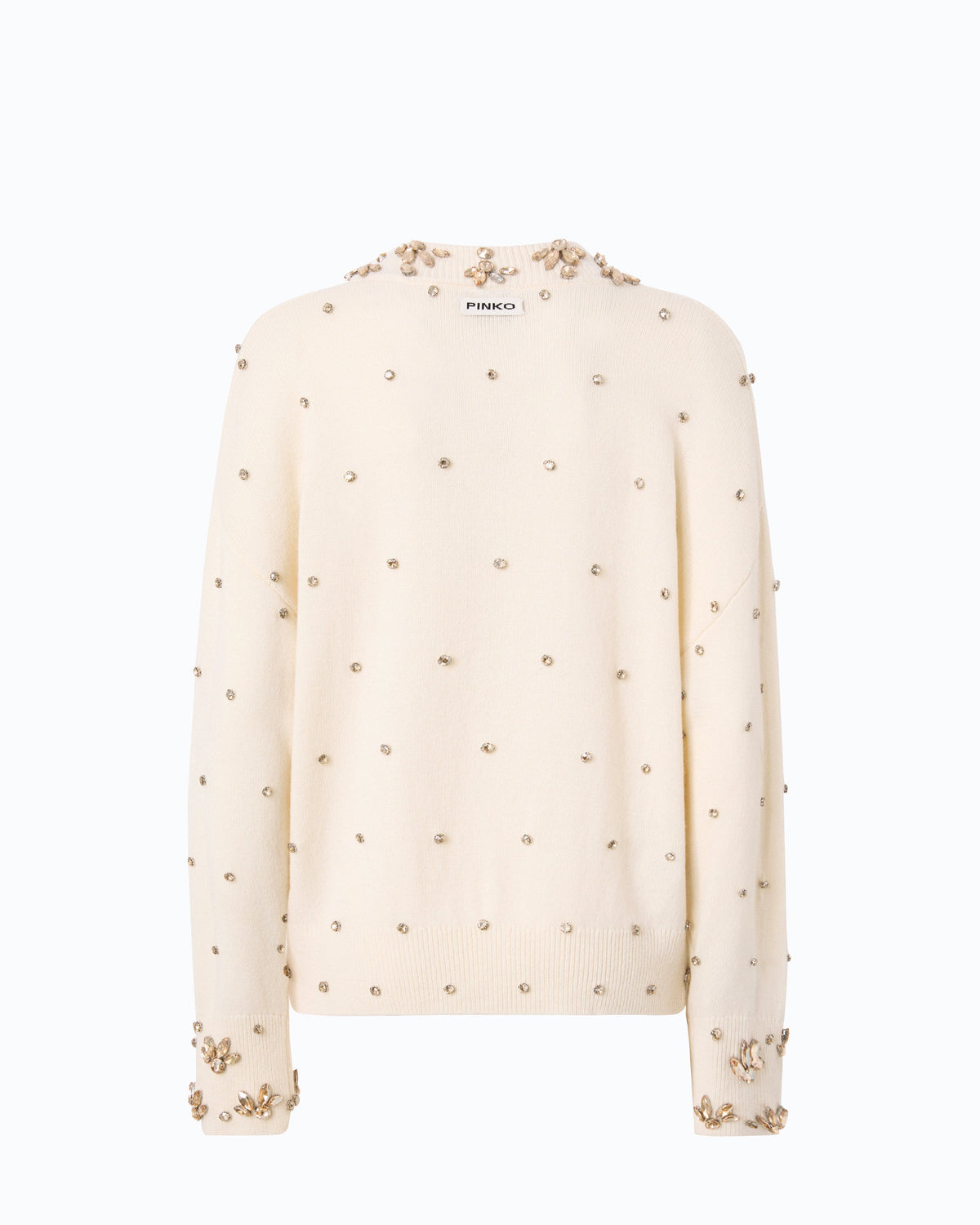 Camisola de Lã e Caxemira com Aplicações Joia – Pinko - Branco Purity