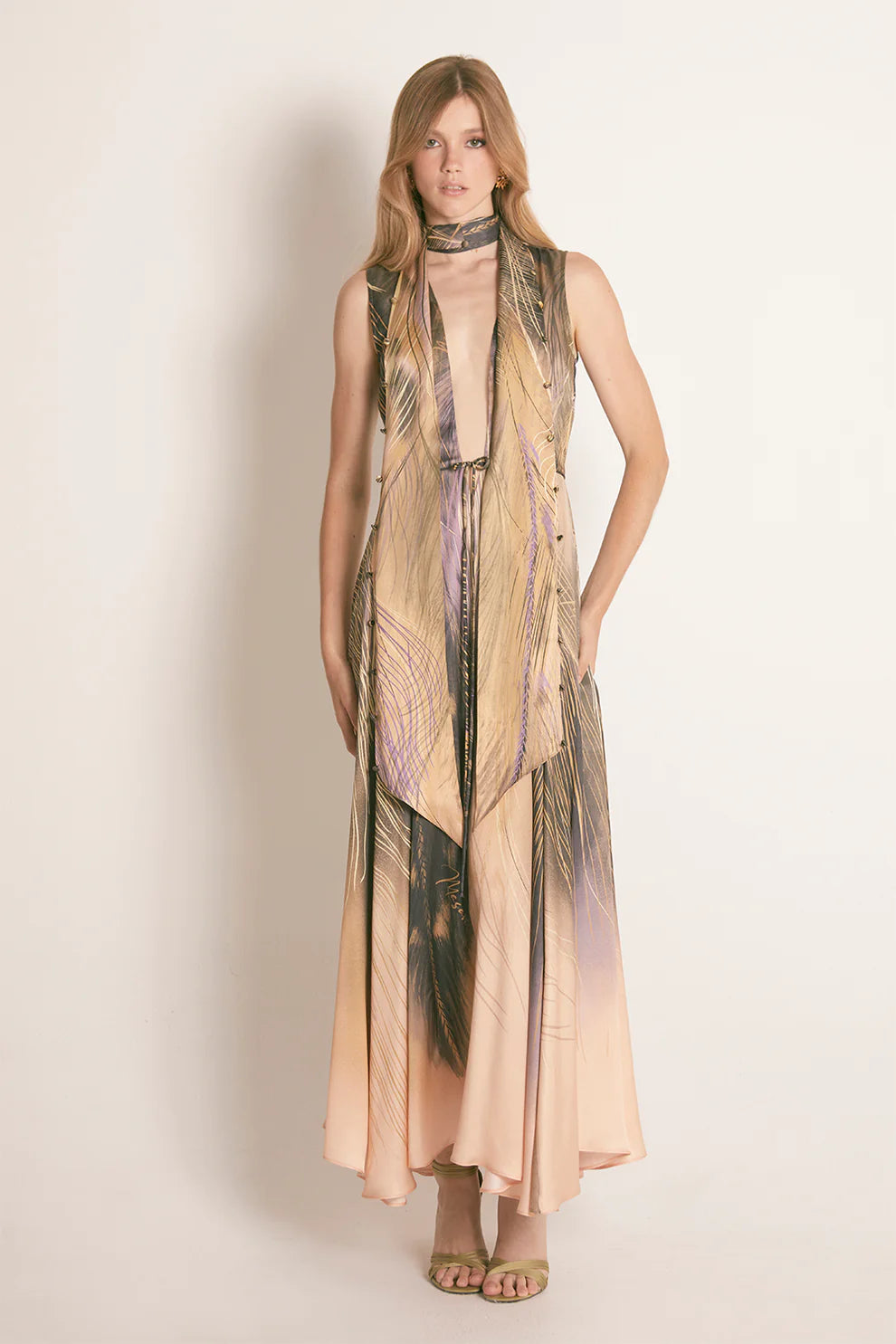 Vestido Maxi Greta Plumas - Masavi