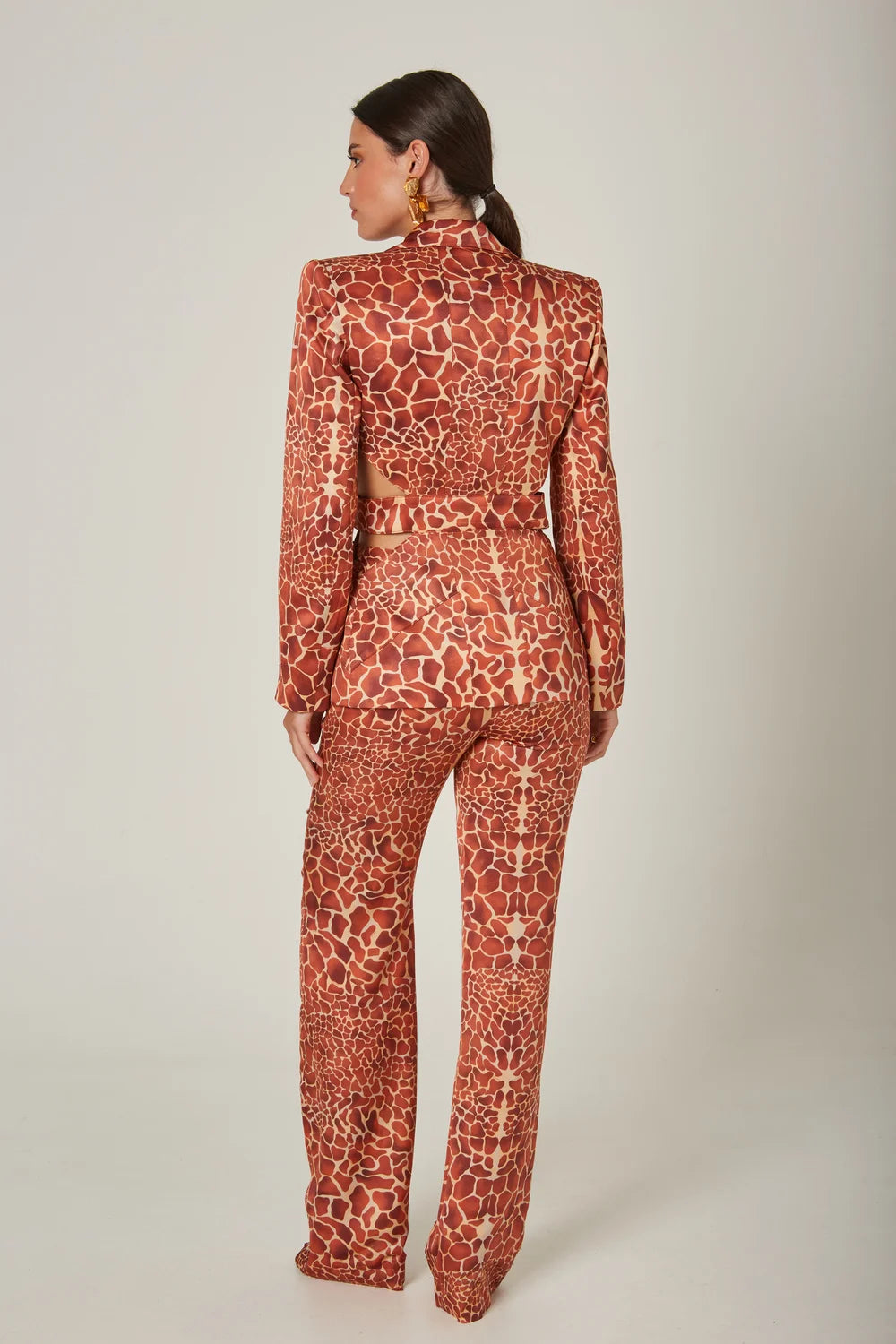 Giraffe Print Cut-Out Blazer - Masavi