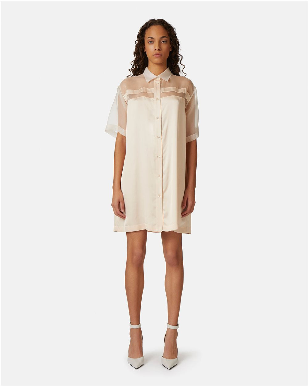 Camiseiro Vestido em Cetim e Organza - Iceberg