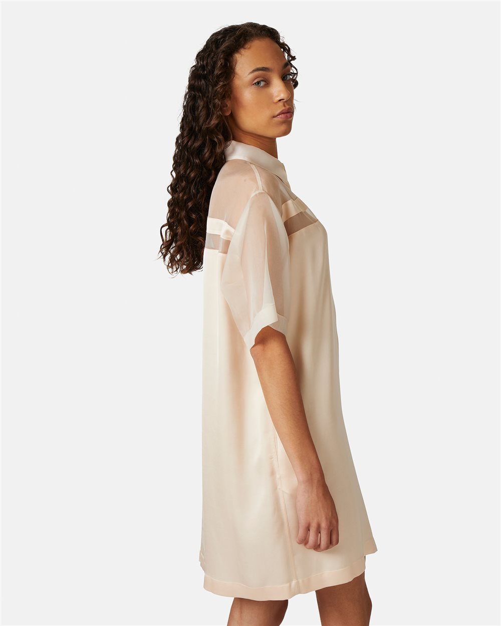 Camiseiro Vestido em Cetim e Organza - Iceberg