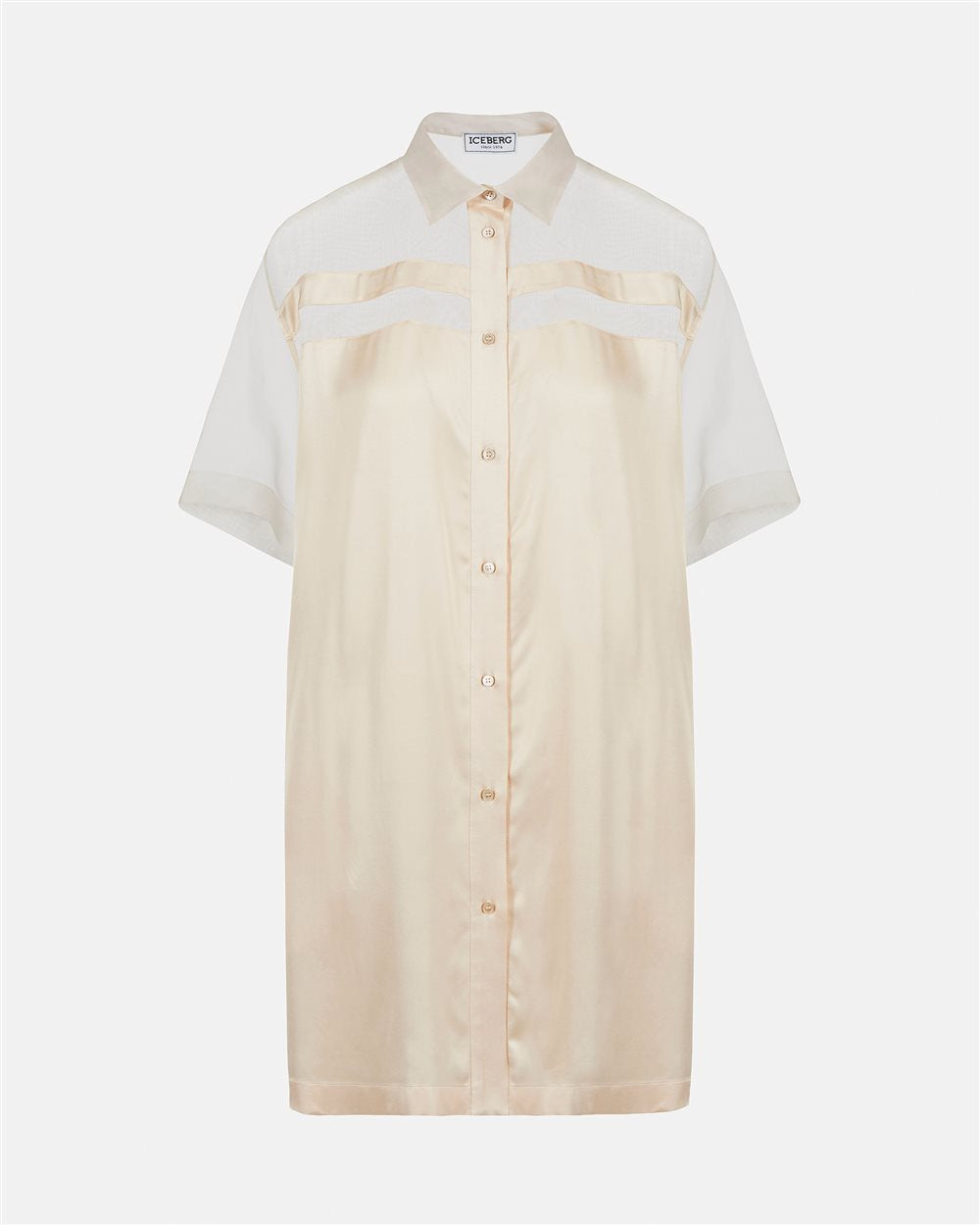 Camiseiro Vestido em Cetim e Organza - Iceberg