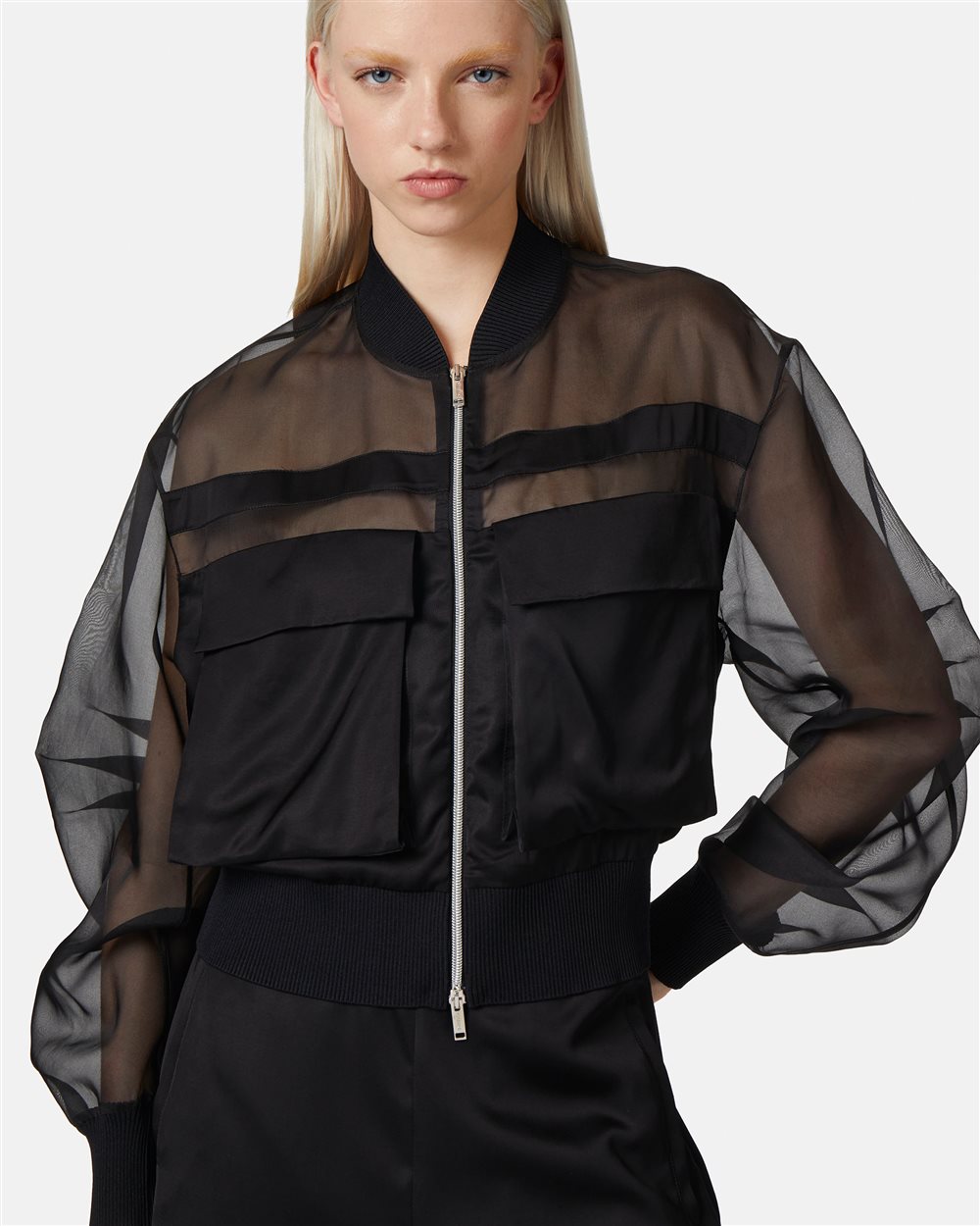 Jaqueta Bomber em Cetim e Organza - Iceberg