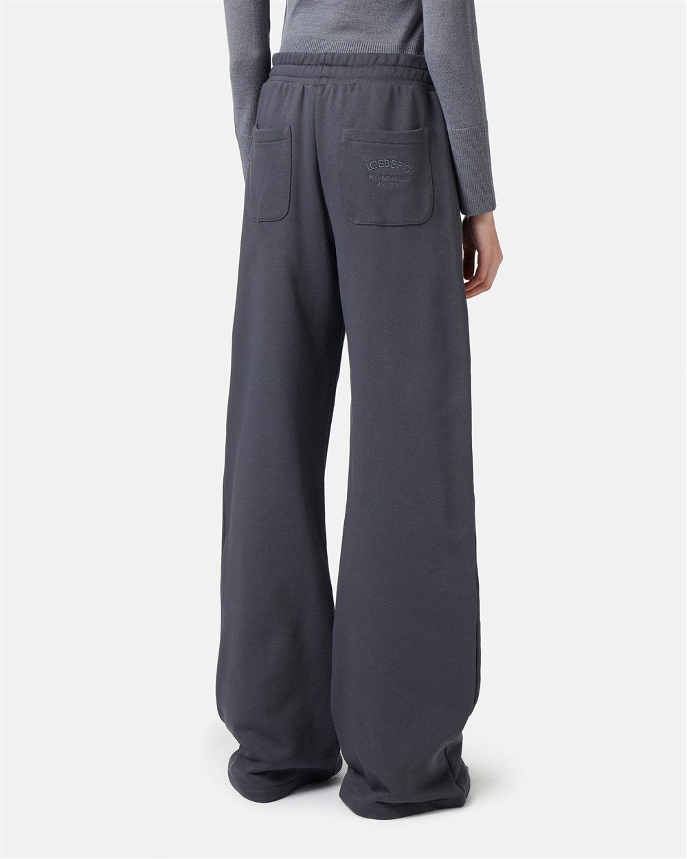 Cotton Fleece Trousers with Logo - Iceberg
