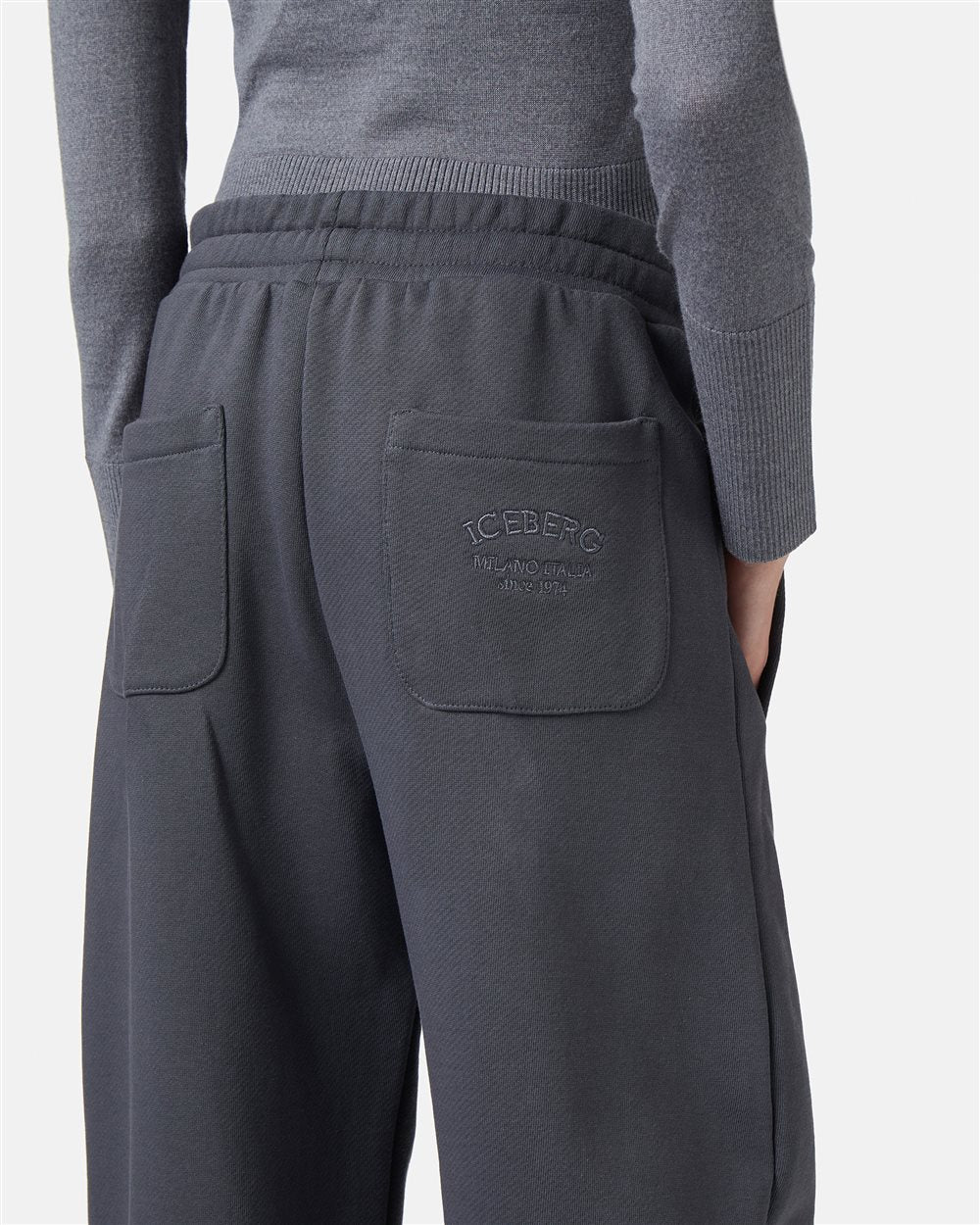 Cotton Fleece Trousers with Logo - Iceberg