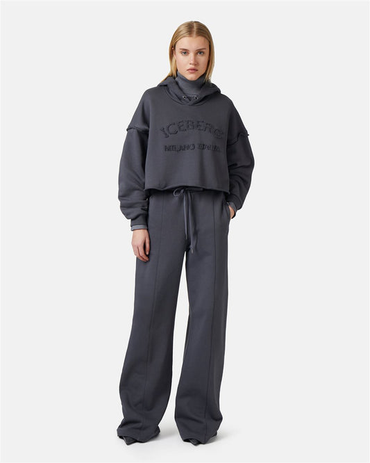 Cotton Fleece Trousers with Logo - Iceberg