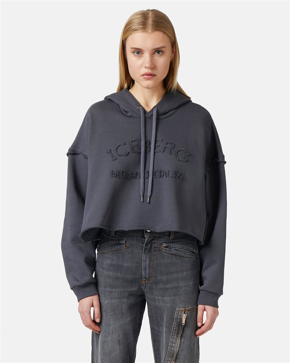 Camisola Cropped com Capuz - Iceberg