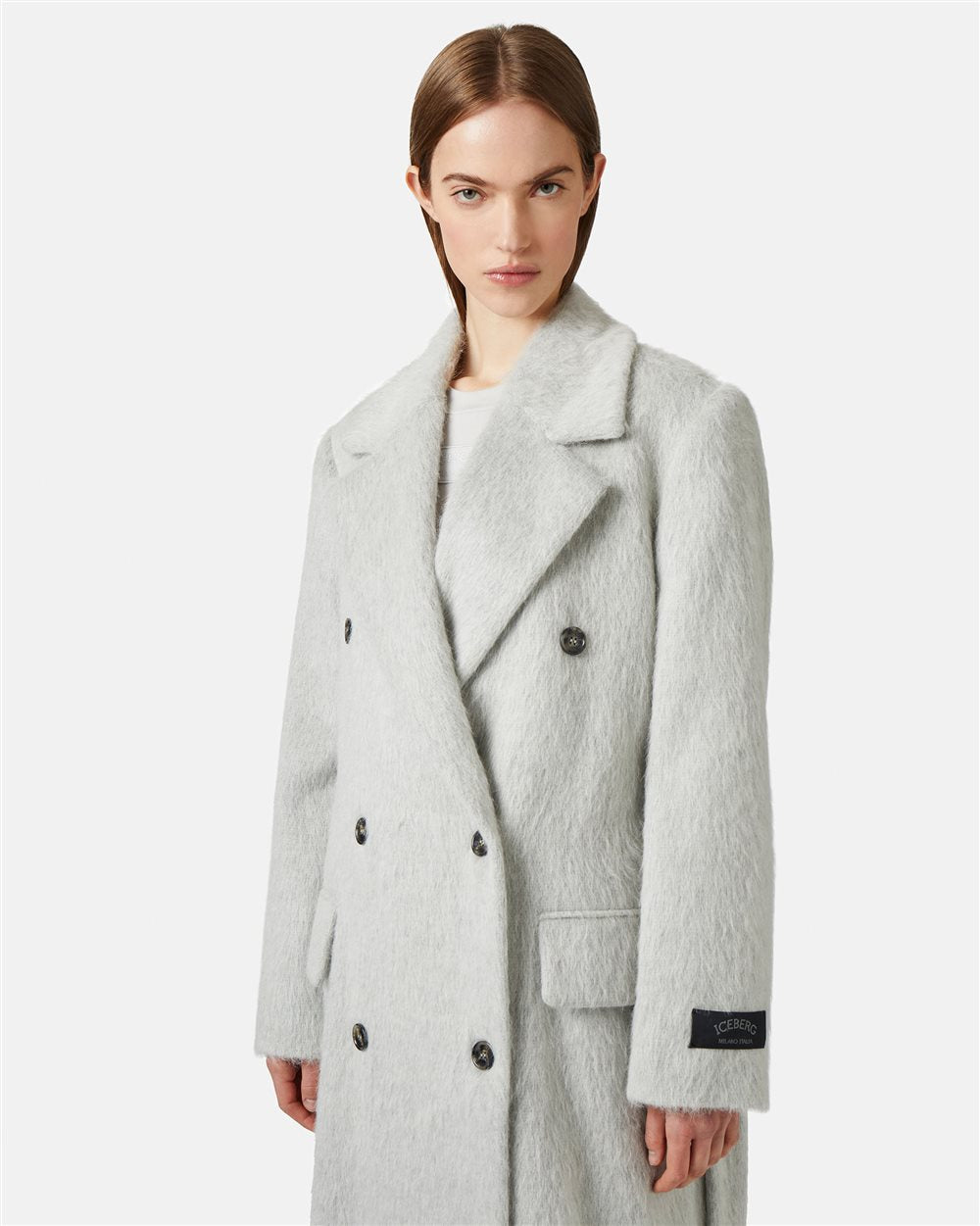 Casaco Trespassado em Tecido de Veludo - Iceberg