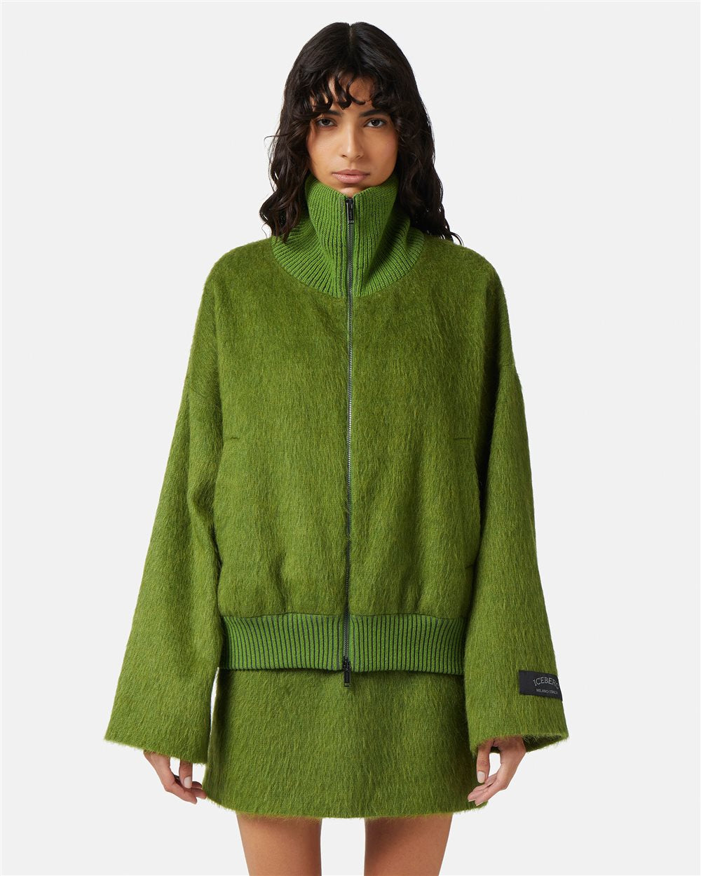 Casaco de Gola Alta em Tecido de Veludo - Iceberg