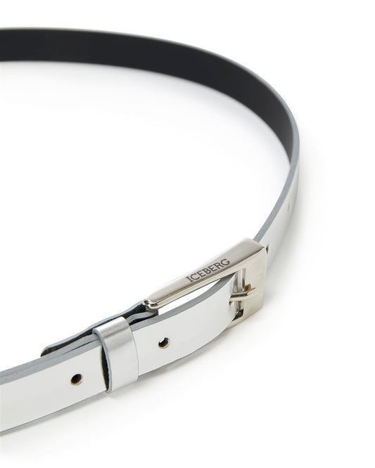 Cinto Fino com Efeito Espelhado e Fivela com Logótipo - Iceberg