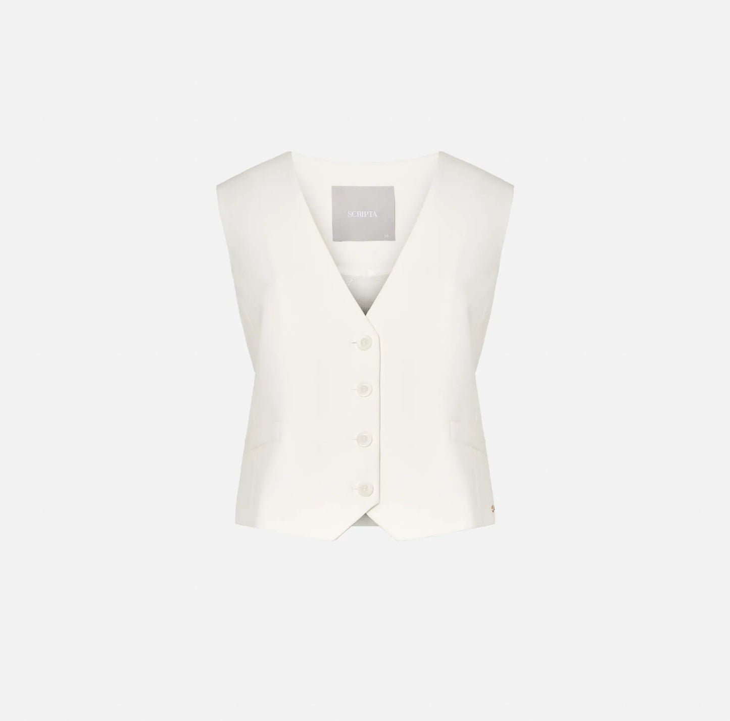 V-neck Vest in Plain Fabric - Scripta