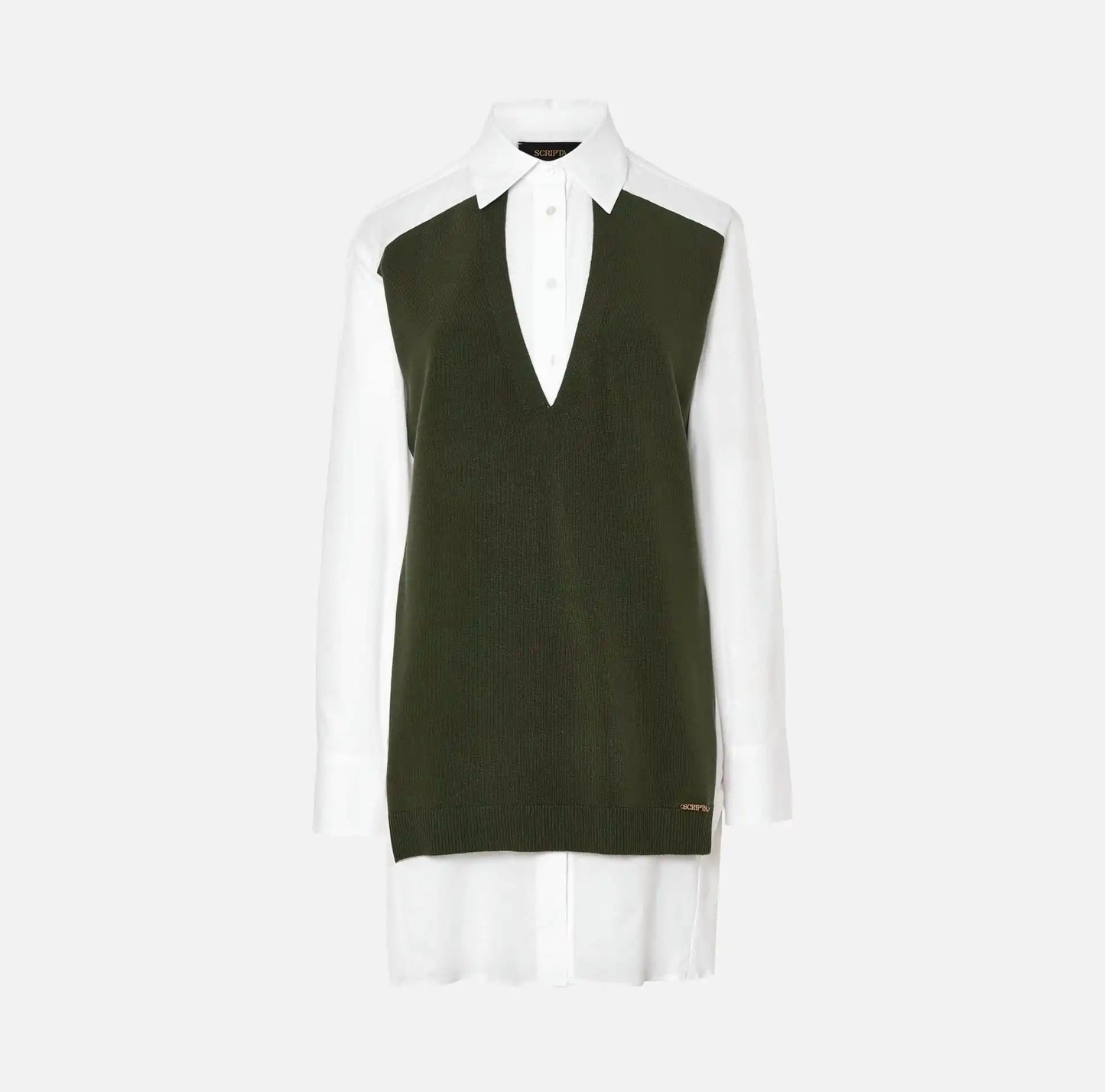 Blusa Com Colarinho De Abas e Detalhe de Malha - Scripta