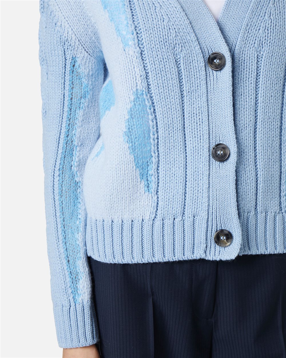 Camisola Azul-Claro em Lã Merino com Decote em V – Iceberg