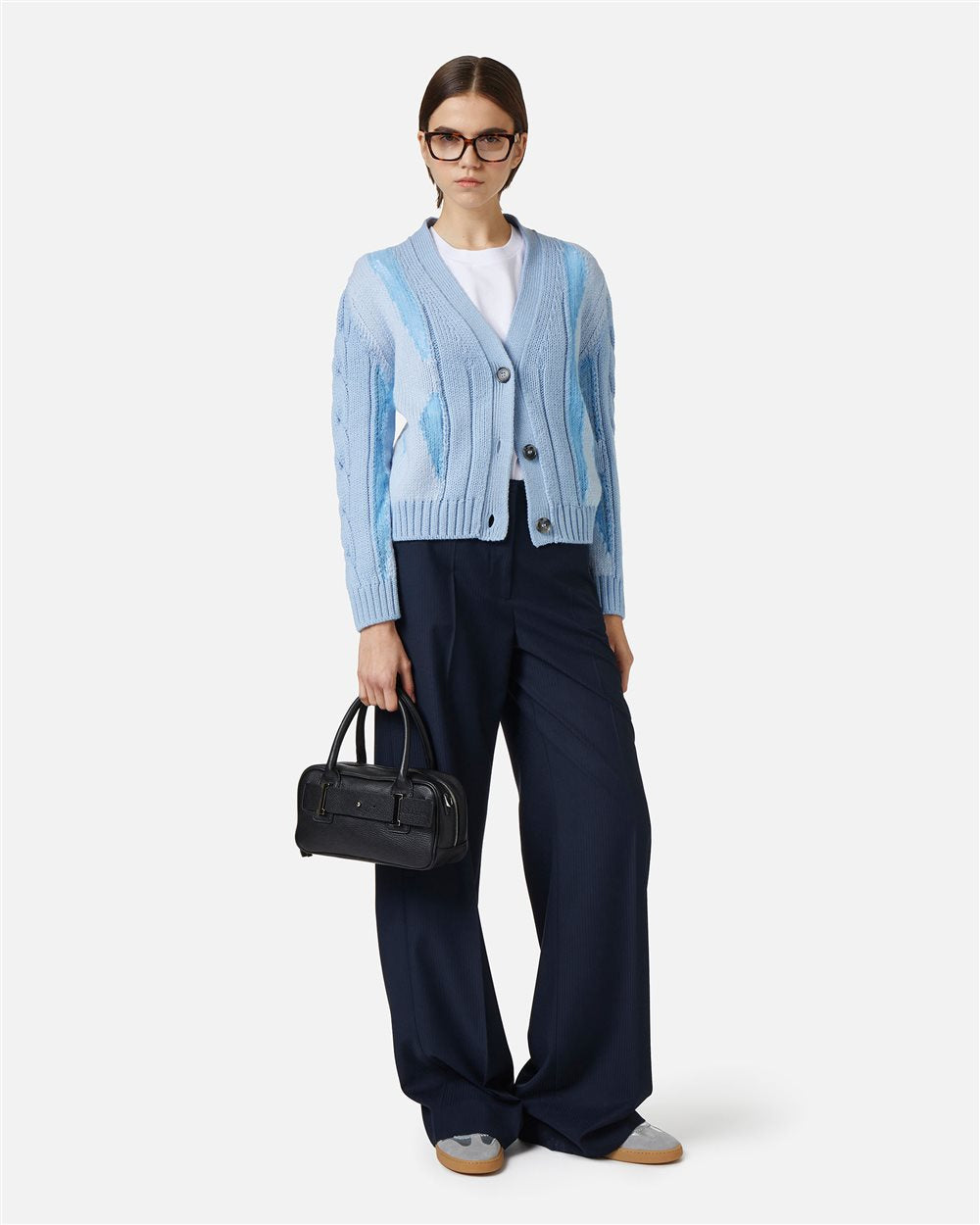 Camisola Azul-Claro em Lã Merino com Decote em V – Iceberg