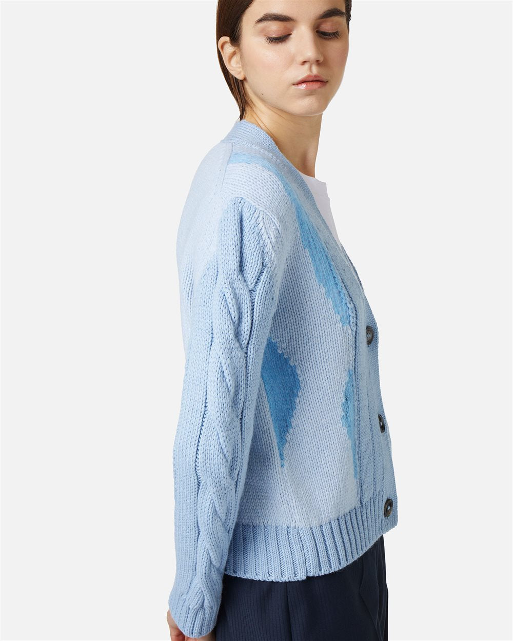 Camisola Azul-Claro em Lã Merino com Decote em V – Iceberg