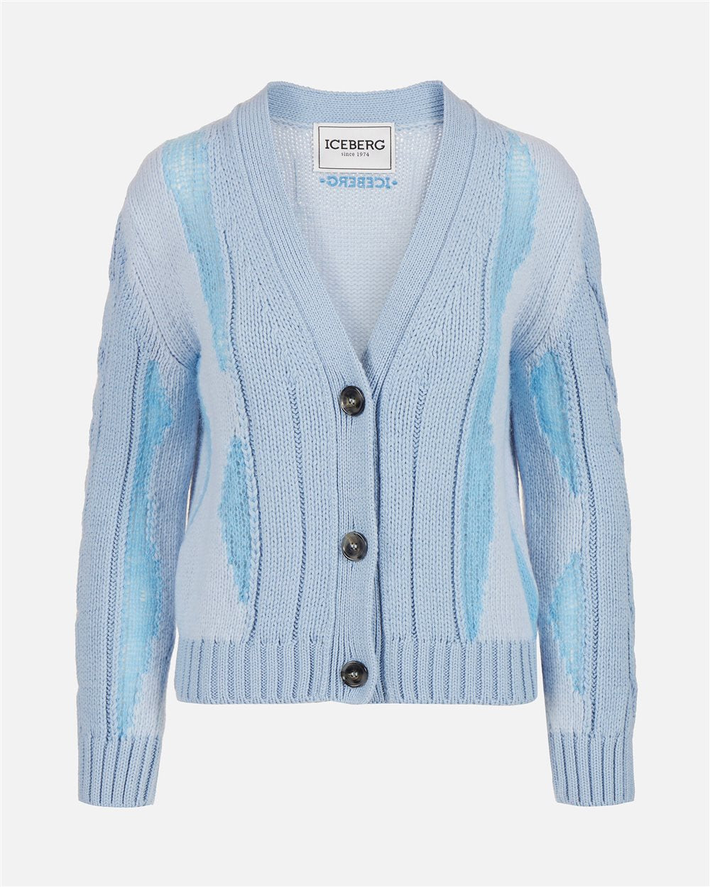 Camisola Azul-Claro em Lã Merino com Decote em V – Iceberg