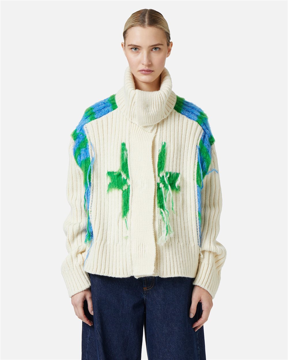 Cardigan em Lã e Alpaca com Textura Artesanal – Iceberg