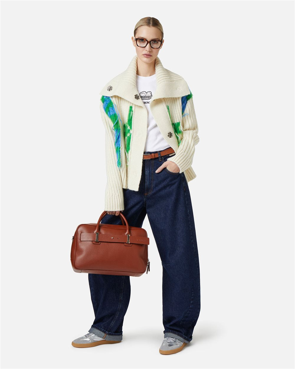 Cardigan em Lã e Alpaca com Textura Artesanal – Iceberg