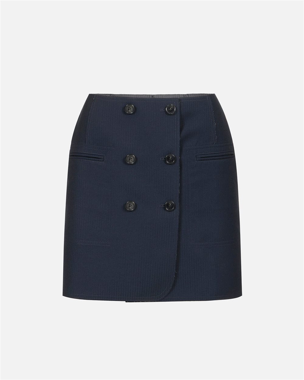 Minissaia Reversível em Tecido de Riscas Azul e Cinza – Iceberg