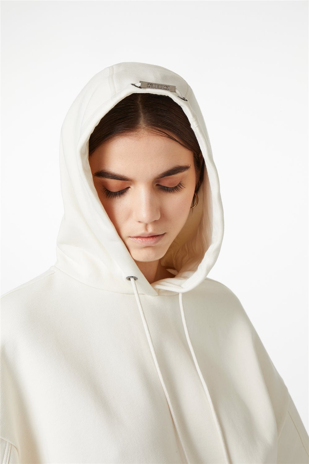 Sweatshirt Relaxed Fit com Capuz em Algodão Sustentável Baunilha – Iceberg