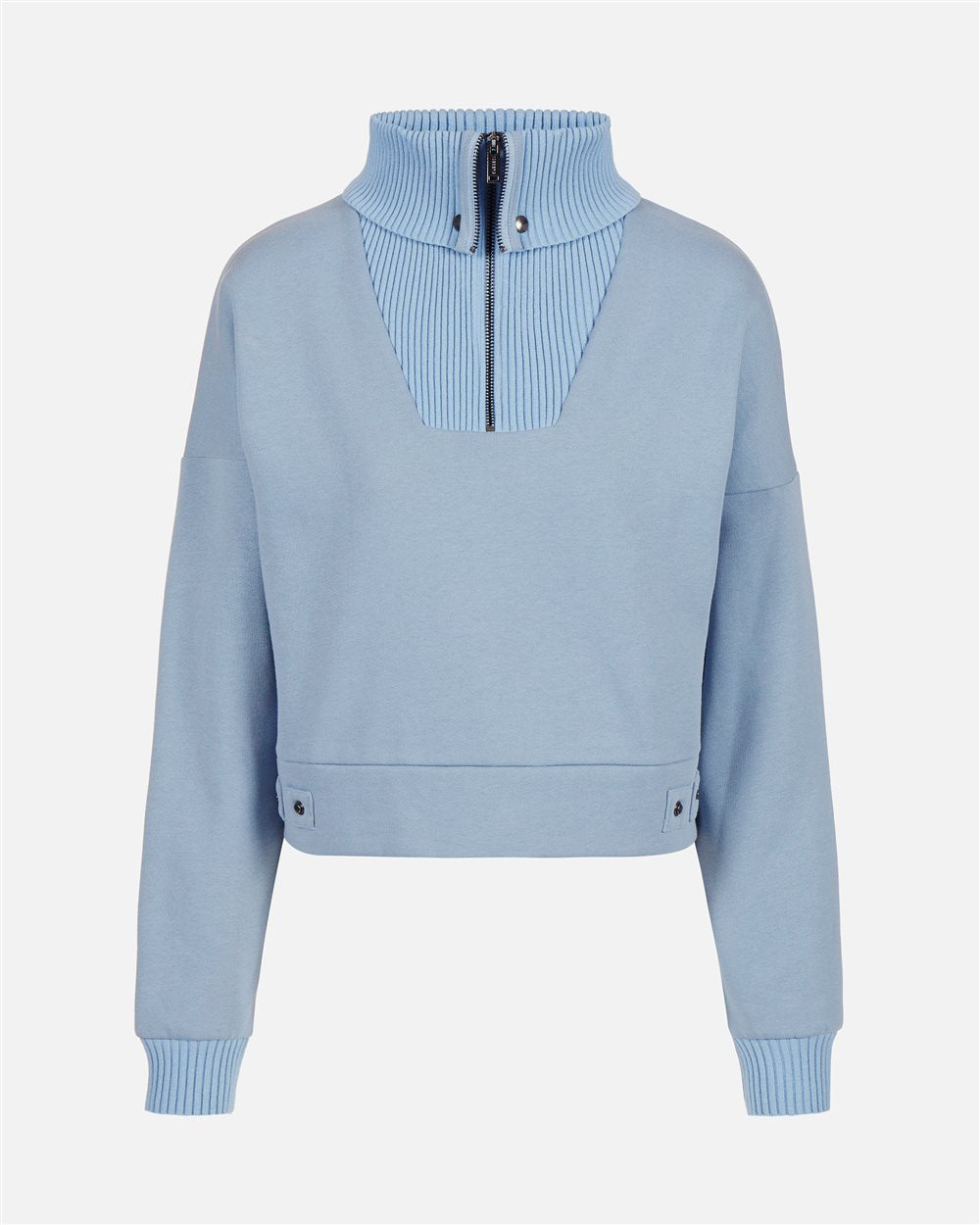 Sweatshirt Cropped em Algodão Sustentável com Gola Maxi em Malha Baunilha – Iceberg