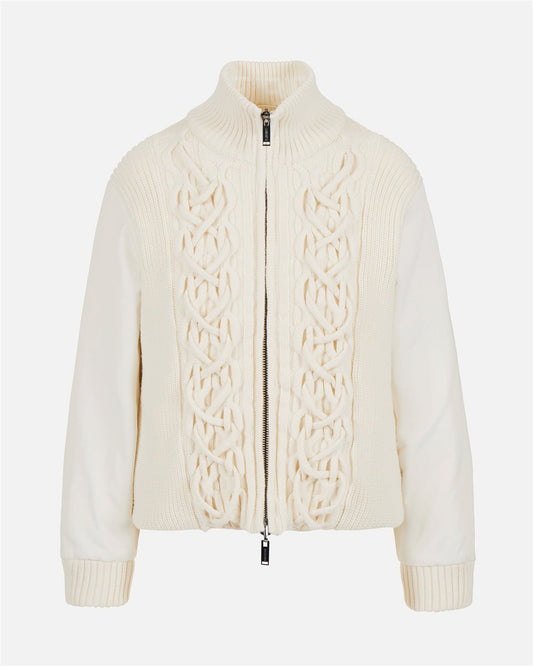 Casaco Curto Reversível com Corpo em Malha Baunilha e Mangas em Nylon – Iceberg