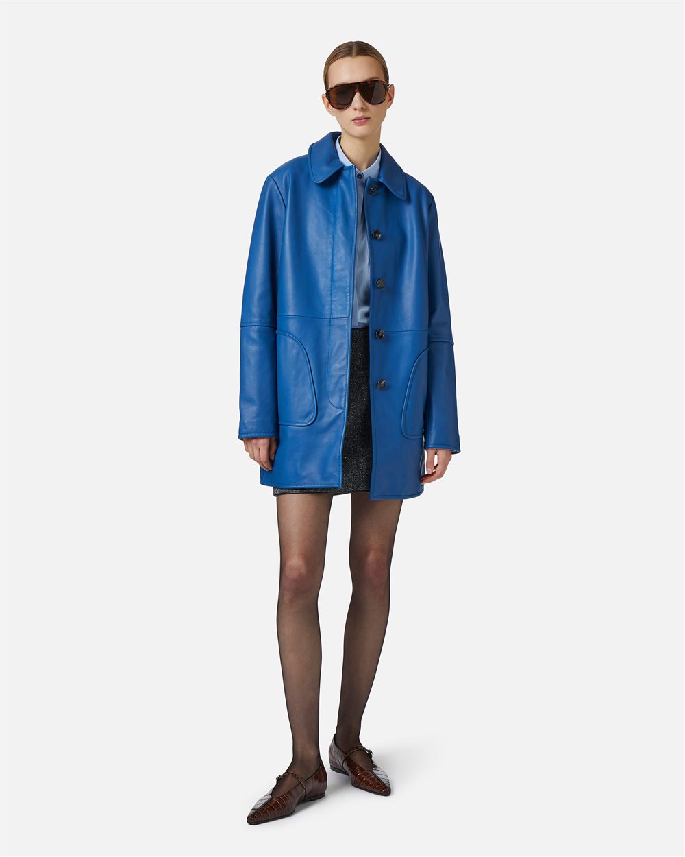 Casaco Midi em Pele Zaphyre com Placa Iceberg – Iceberg