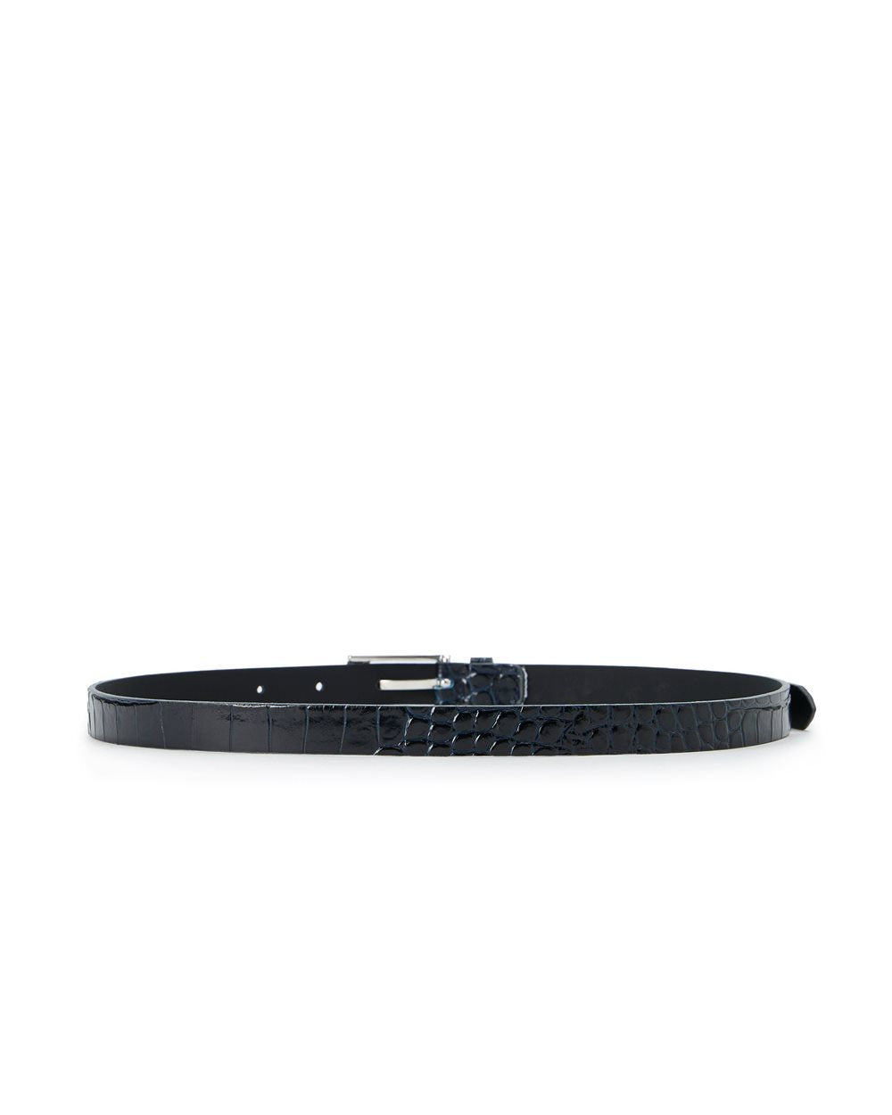 Cinto em Pele Nappa Azul com Fivela Metálica Logótipo "I" – Iceberg